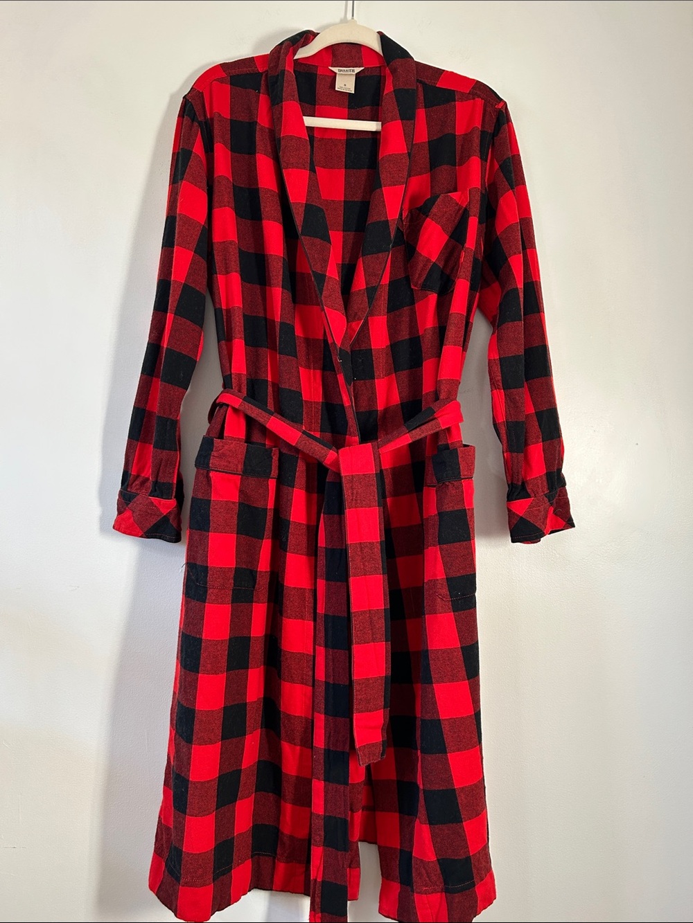 Duluth Trading Co Free Swinging Buffalo Plaid Flannel Robe Women's Small